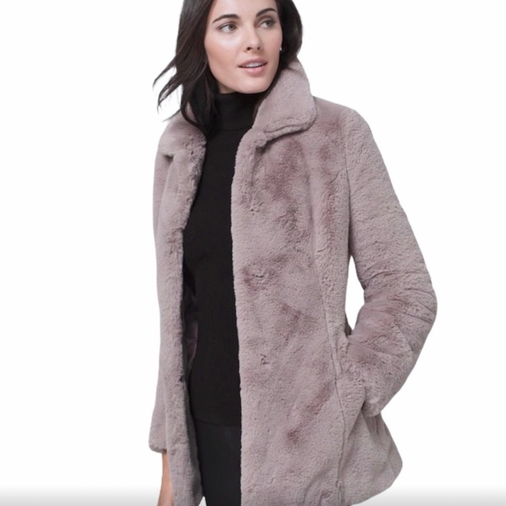 New White House Black Market XS Lilac Faux Fur Lined Coat